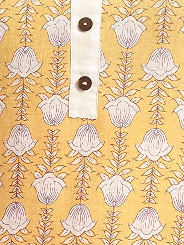 Image of rangita Yellow Cotton Knee Length Printed Straight Kurti for Women | Kurta for Women