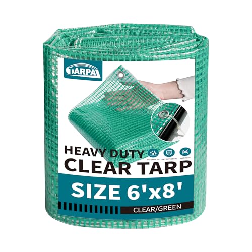 Image of TARPAL 6'x8' Clear Green Tarp Heavy Duty Waterproof 12mil with Grommets | With Zip Ties Clear Heavy Duty Tarp for Small Greenhouse for Outdoors Garden,Farm,Chicken Coops
