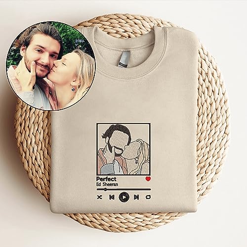 Custom Dog Portrait Embroidered Sweatshirt Pet Photo Embroidery Design Your Pet Portrait Hoodie Dog Mom Gift4