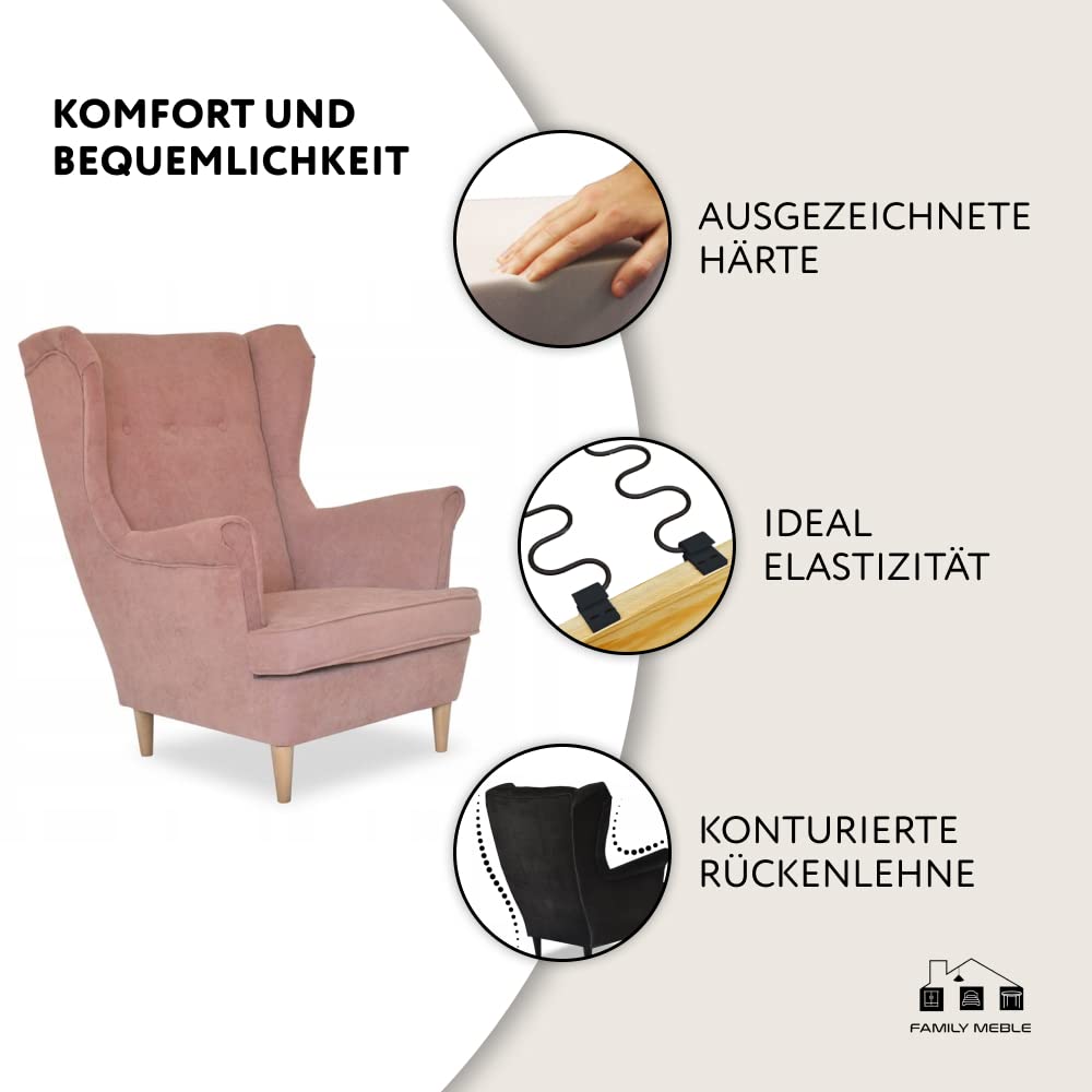 Family Meble Sessel Ari Print Duo - Skandinavischer Relaxsessel Mit Ohren