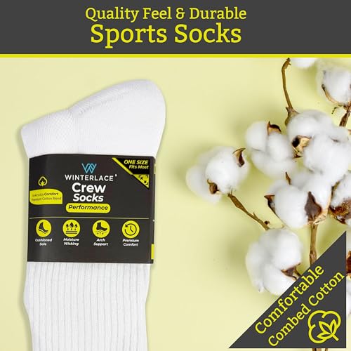 Winterlace Combed Cotton Crew Socks 6-Pairs Womens Premium Soft Cushioned Athletic Sports4