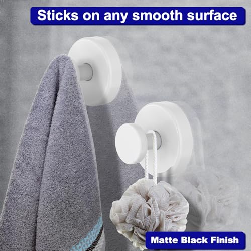 Image of Bntuk Suction Cup Hooks for Shower, Removable Towel Hooks for Bathroom Window Glass Door Wall, Bath Robe Looafh Hook for Hanging - 4 Pack, White1