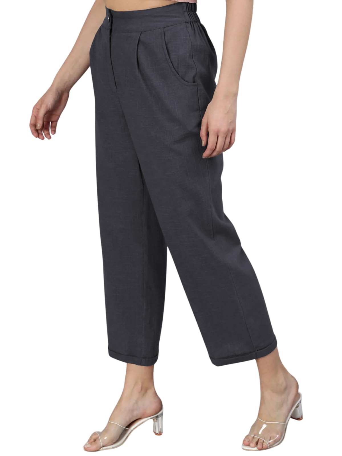 leriya fashion Linen Loose Pants for Woman |Linen Trouser for Women | Ankle Length Straight Pant Women | Ladies Loose Pants Woman with Clip & Zipper Closure |High Waist Formal Office Trousers-picture-36