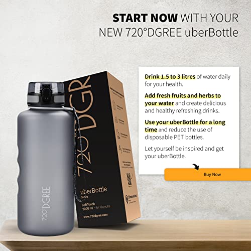 Image of 720DGREE Water Bottle 2l inchuberBottle inch softTouch +Sieve - BPA-Free, Leakproof, Reusable Drinking Bottle - XXL Sports Bottle for all Day Hydration, Gym, Fitness, Office, University, Hiking, Travel