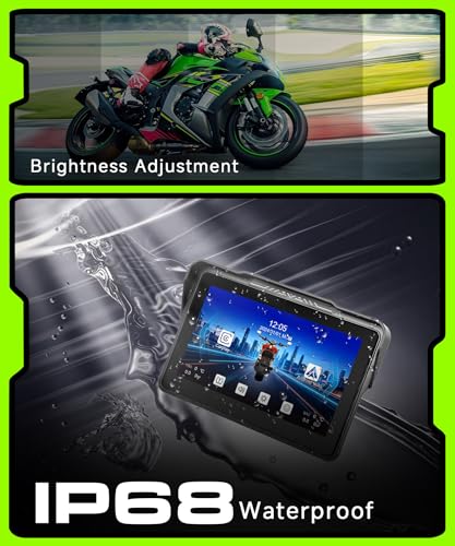 Image of Motorcycle CarPlay Screen 7 Inch Wireless Carplay Android Auto for Motorbike with Removable Bracket, IP68 Waterproof Touchscreen, Supports GPS Navigation Bluetooth