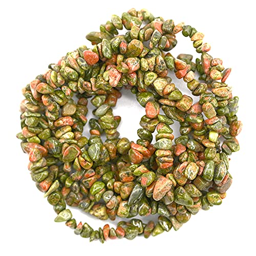260pcs Natural Unakite Crystal Beads Chips 5mm to 8mm Irregular Gemstone Beads with Holes DIY for Bracelet Necklace Earrings Jewellery Making Craft 32 inch - Image 2