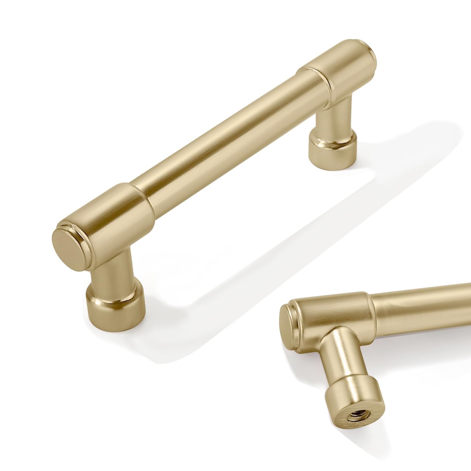 CABDM 10 Pack 3-1/4 Inch Brushed Gold Drawer Pulls Cabinet Hardware Handles for Cabinets & Cupboards