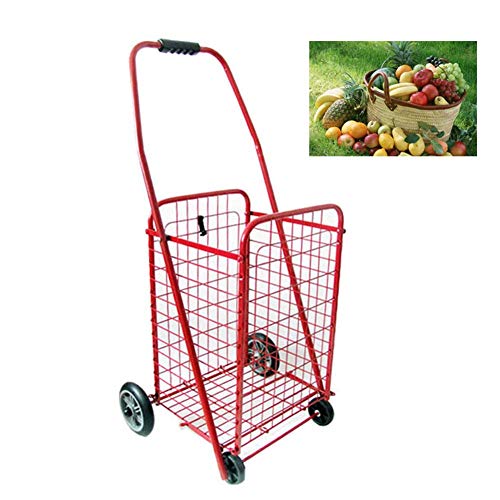 Einkaufstrolley auf 8 Rädern, faltbarer Einkaufswagen, mit Treppensteigen und wasserdichter Funktion (Rot 8 Runden)