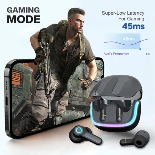 Image of iFAST IF-401 True Wireless Stereo Gaming Earbuds, Quad Mic ENC for Clear Calls, Bluetooth 5.4, Low Latency Gaming, RGB LED, Type-C Fast Charge, 7H /60H Playtime, IPX5 | Black