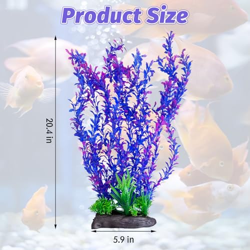 Image of Hamiledyi Aquarium Plastic Plants Aquarium Decor Artificial Fish Tank Plants,Tall Fish Tank Decorations, Extra Large Aquarium Plant 20.4-inch Tall,1PCS