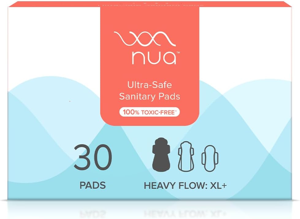 Nua Basics Ultra Thin Sanitary Pads For Women | All-XL Sized | Super-Absorbent | Without Disposable Cover | Wider Backs & Wings | Leak Proof | Toxin & Rash Free | Unscented | Pack of 30 Pads