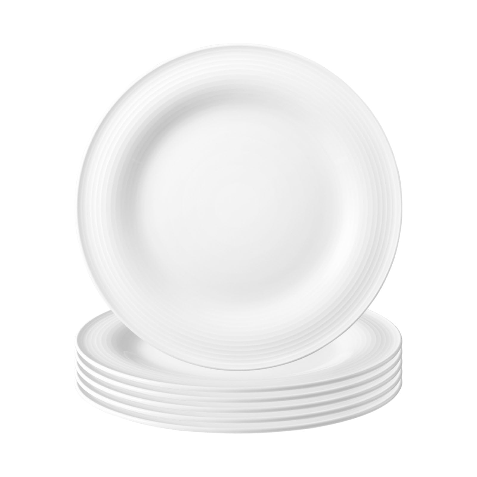 Seltmann Weiden Beat Color Glaze Frühstücksteller 6er Set, ø 23,3 cm, Dessertteller und Kuchenteller mit Rillenrelief, Porzellan, Weiß