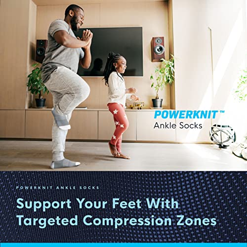 Copper Compression Socks for Women & Men | Running, Cycling & Plantar Fasciitis Pain Relief. 15-20 mmHg Powerknit Padded Arch Support. 3 Pair Lg Blk - Thumbnail 5