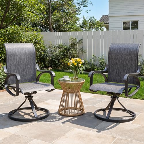 Image of LOUVIXA Patio Swivel Chair, All-Weather Patio Swivel Rocking Chair, High Back Patio Dining Chairs for Backyard, Porch, Lawn, Garden (2, Dusky Gray)