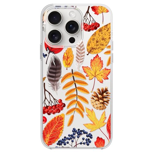 Coque iPhone 15 Pro Max transparente en TPU souple aux motifs de feuilles d'automne Blingy's