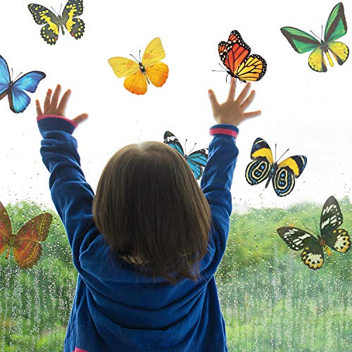 Image of Outus 40 Pieces Butterfly Window Stickers for Glass Butterfly Window Clings Anti-Collision Windows Decals Spring Decor to Prevent People and Bird Strikes on Windows Glass Stickers Door Decals Decor