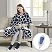 Comfort Spaces Plush to Sherpa Electric Blanket Shoulder and Neck Wrap with Matched Sock Set-Ultra Soft and Warm Hypoallergenic Fleece-Reversible Heated Poncho Throw, 50" W x 64" L, Ogee Navy