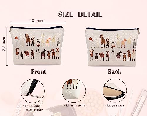 Cartoon Various Breeds of Goats Group Makeup Bag Cosmetic Zipper Pouch Toiletry Bags,Funny Goat Gifts for Lovers Women4