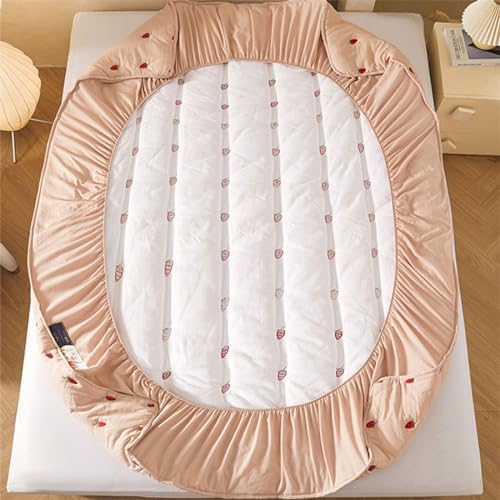 Juego de cubrecolchón acolchado de lujo, sábana bajera doble de 200 x 220 cm + 30 cm de profundidad, microfibra suave, color blanco, juego de 3 piezas