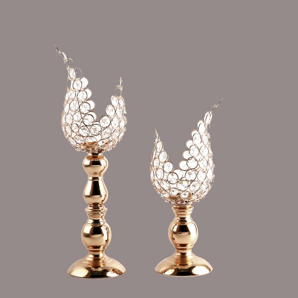 European Type Gold Electroplating Iron Craft Products Petal Candlestick Home Ornaments Wedding Props