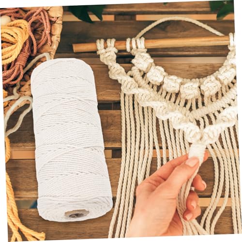 Cuerda de algodón de macramé flexible de 3mm beige para manualidades y tapices 4