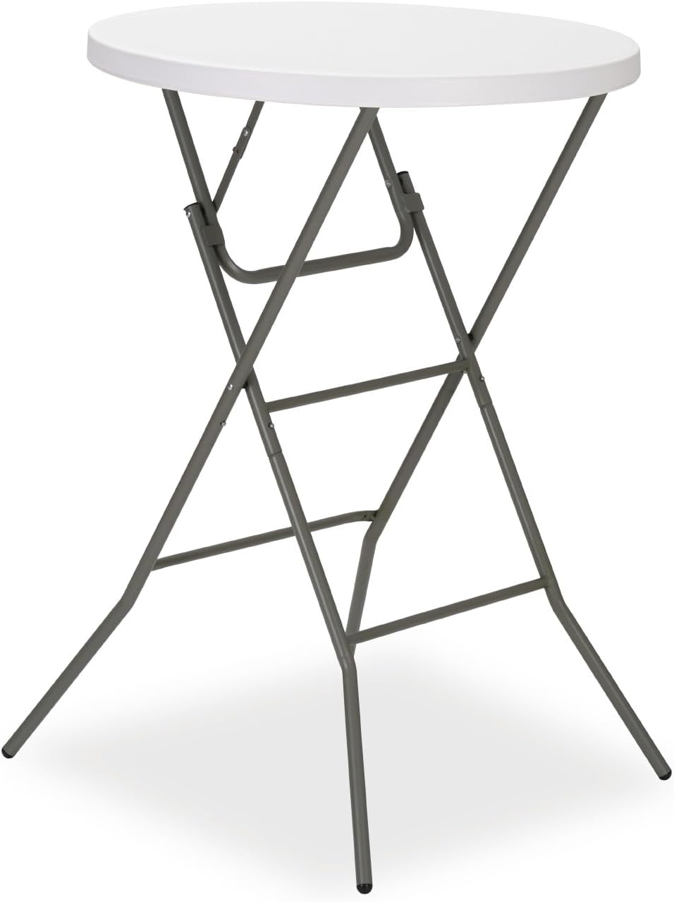 32" Round Folding Table, Portable Bar Height Folding Table with Detachable Legs, Round Foldable Table with HDPE Top for Standing Parties, Balcony, Event, Indoor Outdoor Use (White, 1 Pack) White 1