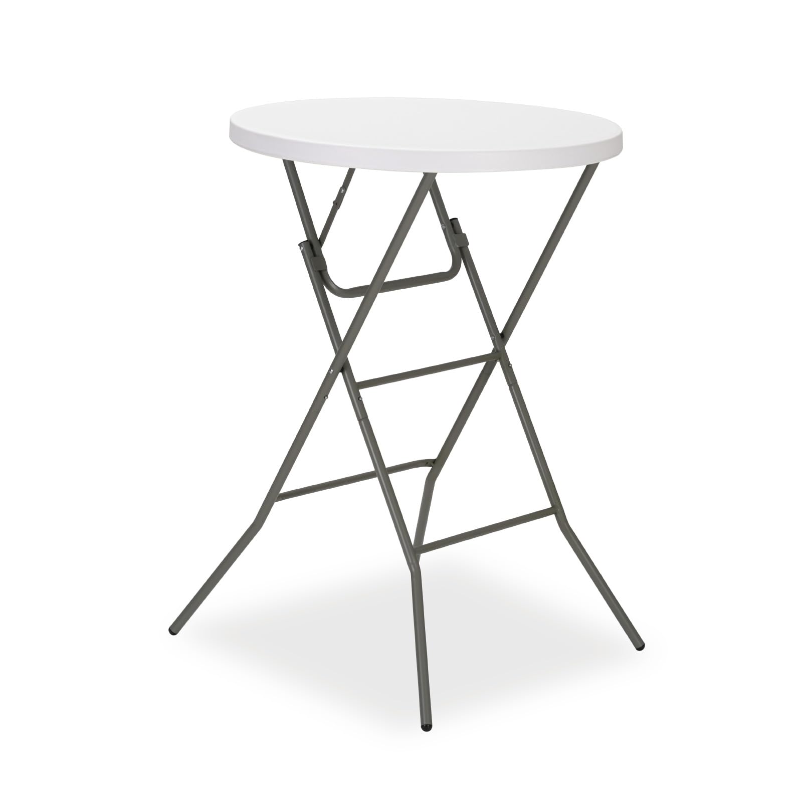 32" round folding table, portable bar height folding table with detachable legs, round foldable table with hdpe top for standing parties, balcony, event, indoor outdoor use (white, 1 pack)
