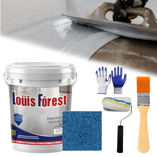 Mr Material 1, High Gloss Marble Finish Epoxy Floor Coating, 2025 Upgrade Epoxy Coloured Sand Floor Paint, Quick-Dry, Non-Slip, Waterproof, Indoor/Outdoor, Concrete, Tiles, Marble (0.5kg-Sky Blue)