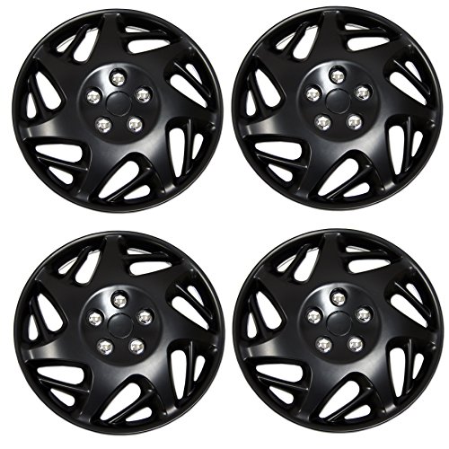 Image of Pack of 4 Hubcaps | Size 15-Inches | Wheel Covers | Style 2007J | Snap-On (Pop-On) Type Hub-caps (Not Fits Bolt-On Type) | Wheel Skin Cover WC5-15-2007J-B