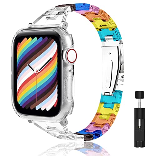 TEFLOTY Correa Compatibles con Apple Watch Correa Reloj Inteligente de Repuesto, Acrílico Band 38mm/40mm/41mm, Hombres Mujeres, Pulseras Repuesto para iwatch SE Series 7/6/5/4/3/2/1