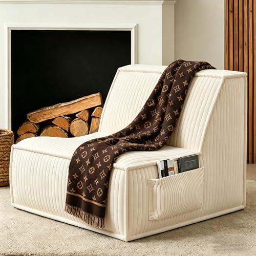 Image of Single Sofa Seat, Memory Foam Couch with Back Support, Mini Sofa, Resistant to Sagging, Suitable for Small Spaces, Living Rooms, Apartments, Dorms, Offices, White