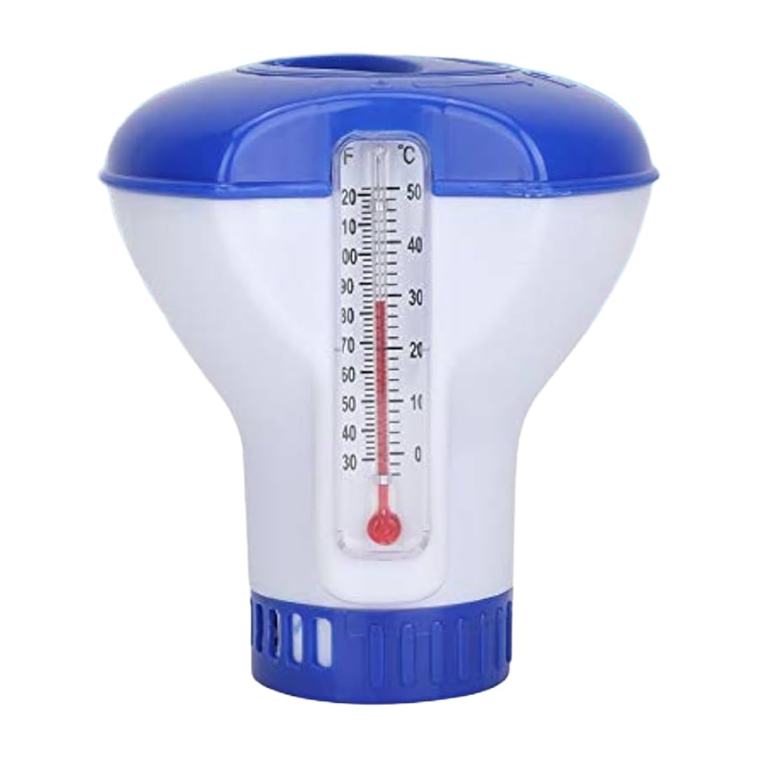 HTS Chlorine Dispenser for Hot Tub with Built-in Thermometer – Floating Chlorine Dispenser for Hot Tubs, Pools, and Spas – Adjustable Flow Control, Durable Design