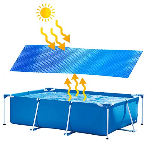 ZXL Rechteckige Solarpoolabdeckung, Solardecken für Schwimmbäder, Blaue Luftpolsterfolie Isolierfolie Anti-UV-Sonnenschutz Staubschutz für Rahmenpools, aufblasbare Pools, Whirlpool