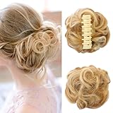 UHOMENY Wig Hair Clip Claw Clip Claw Messy Bun Hairpiece Wavy Curly Big Hair Bun Hairpiece Curly Synthetic Hair Bun Extensions Women Ponytail Hair Accessories (Gold and Beige