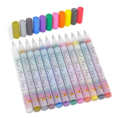 Bolígrafos de pintura para uñas acrílicas de 12 colores con tinta resistente al agua