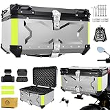 Bau para Moto de Alumínio - Baú Moto Bauleto 65 Litros Modelo Universal, Alto Volume Impermeável, trava dupla para proteção contra roubo (Prata)