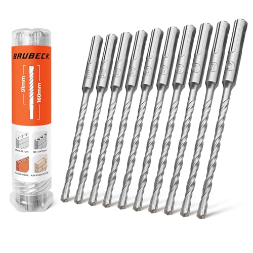 Foret SDS Plus BAUBECK 6 mm 160 mm (lot de 10) - Acier 40CR, foret béton/pierre, précision et robustesse, coffret forets SDS Plus