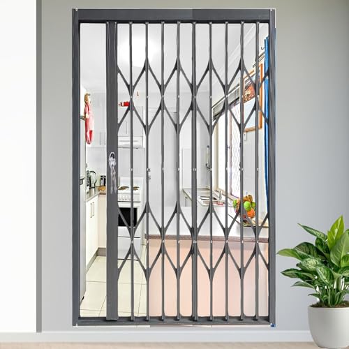 Rejas para Ventanas Exteriores Barra de Ventana para Puerta Plegable con Cerradura, Protector de Ventana Tipo Acordeón Hueco de 90 110 140 150 160 180 203 210cm de Alto, Red de Seguridad Antirrobo de