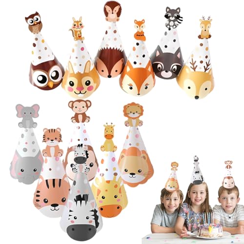 THQAE 12 pcs sombreros de fiesta de cumpleaños, sombreros de fiesta con cono, DIY sombrero de papel, para Fiestas de Cumpleaños de Niños y Niñas