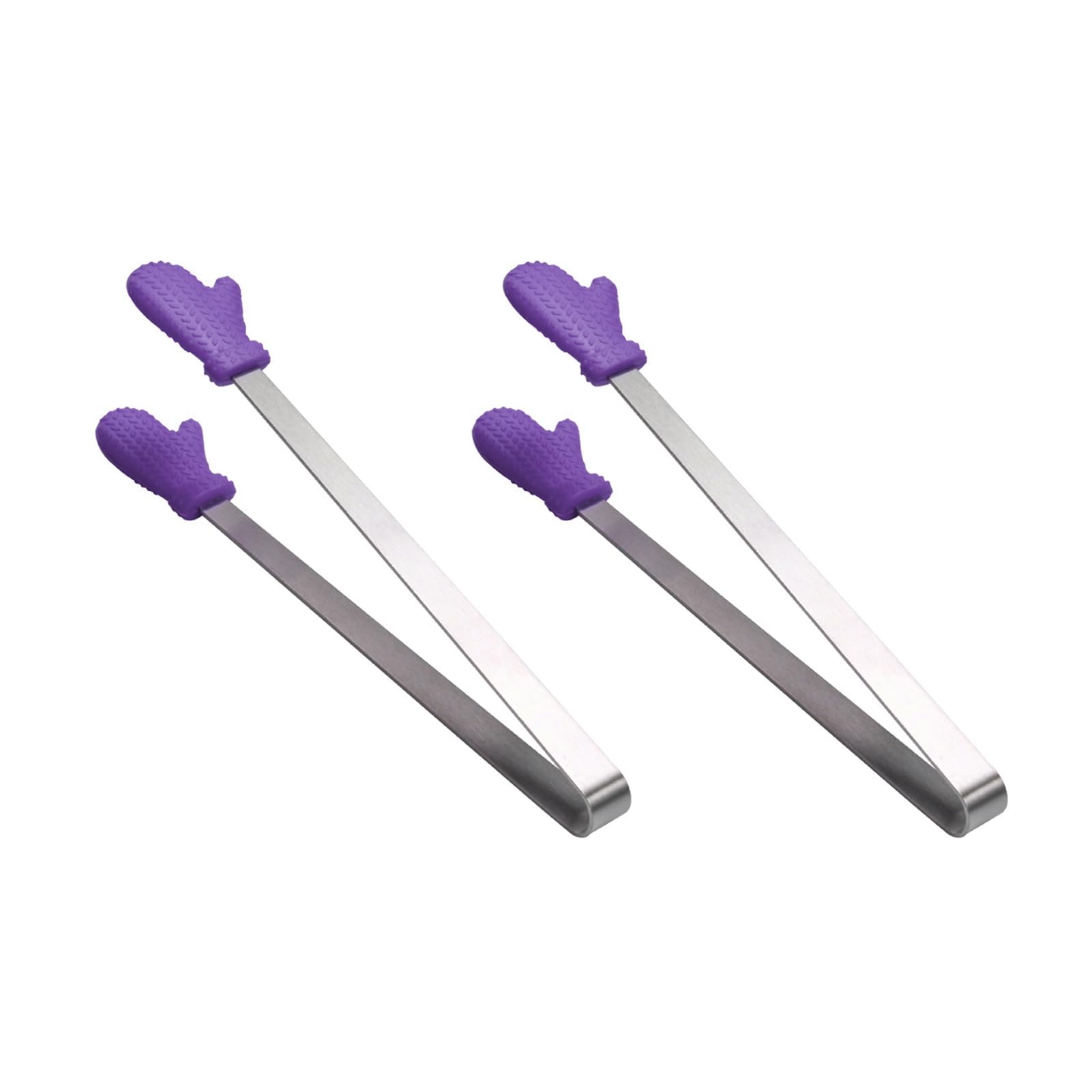2Pcs Mini Silicone Ice Cube Clip, Heart Glove Hand Shape Food Serving Tongs, Food Grade Stainless Steel Kitchen Tongs