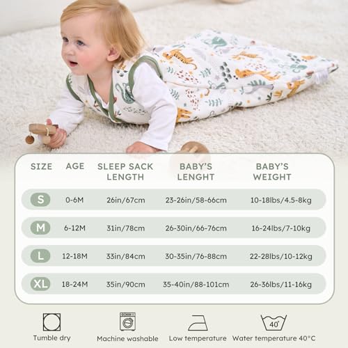 Image of Baby Sleep Sack 18-24 Months, 2.5 TOG Cotton Winter Baby Wearable Blanket with 2-Way Zipper, Warm Soft Sleeping Bag for Toddler Boy Girl, X-Large Giraffe