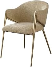 chairs Accent Chairs, Dining Chairs with Barrel Backrest and Metal Leg, Faux Fur Armchairs Upholstered, Living Room Chairs dining chairs set(Khaki)