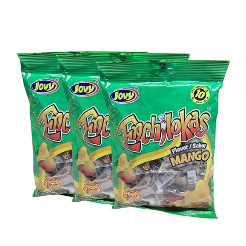 Jovy Enchilokas Mango Flavored & Tamarind Covered Gummies with Chilli | Mexican Candy | Chilli - Covered Snacks | Pack of 3 6oz each