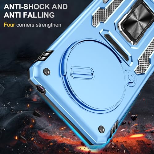 Image of Polycarbonate Slide Camera Cover with Ring Holder Mobile Phone Back Cover for Redmi 14C /Redmi A4 /Poco C75 (Blue)