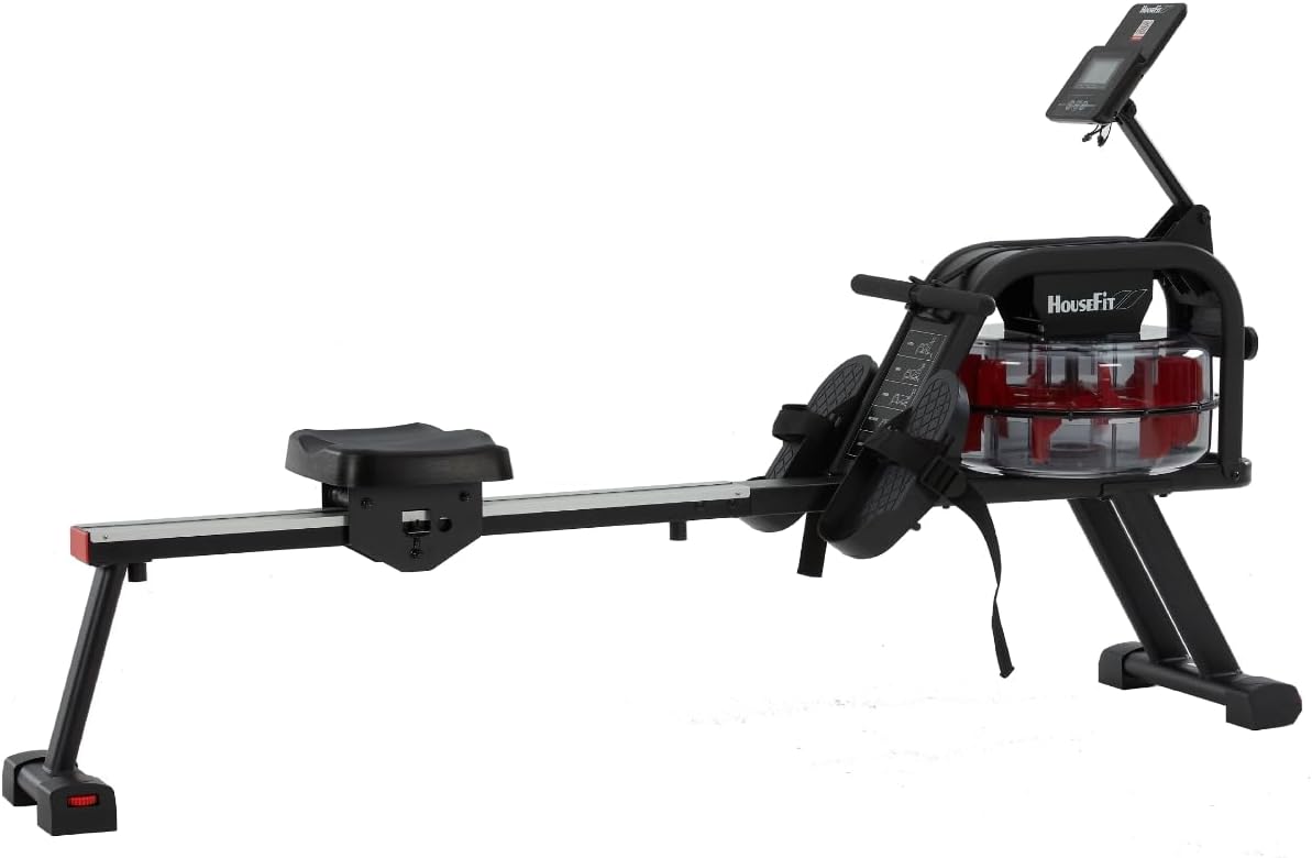 HouseFit Rowing Machine 350LB Weight Capacity for Home use with Big LCD Monitor Water Row Machine, Tablet Holder and Comfortable Seat Cushion