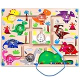 Zaceaur Magnetic Color and Number Maze, Montessori Toys for 3+ Year Old, Wooden Puzzle Activity Board, Toddler Counting Maze Toys for Boys Girls Preschooler 3 4 5 Years Old Gift