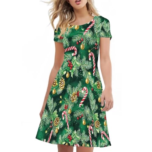 Image of AFPANQZ Womens Casual Summer Lightweight Vintage Dress Short Sleeve Midi Dress Knee-Long Luxury Formal Dress