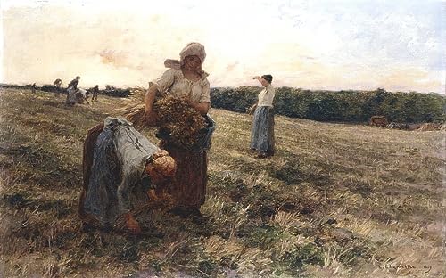 Tableau Glaneurs au coucher du soleil Lhermitte pour réchauffer un mur blanc de salon