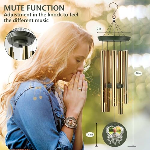 Image of ASTARIN Personalized Wind Chimes in Memory of a Loved One, Bereavement Gifts for Loss of Father, Memorial Gifts Sympathy Deep Tone Wind Chimes for Outdoor, 30 /36 inch Garden Decor(Produced in Texas)