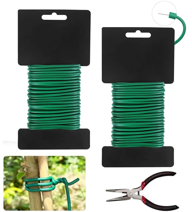 Pflanzendraht Gummiert,2 Stück Gartendraht 3,5mm,Bindedraht Ummantelt 20M,Blumendraht Weich,Pflanzendraht Für Low Stress Training,Pflanzenbinder Gummi